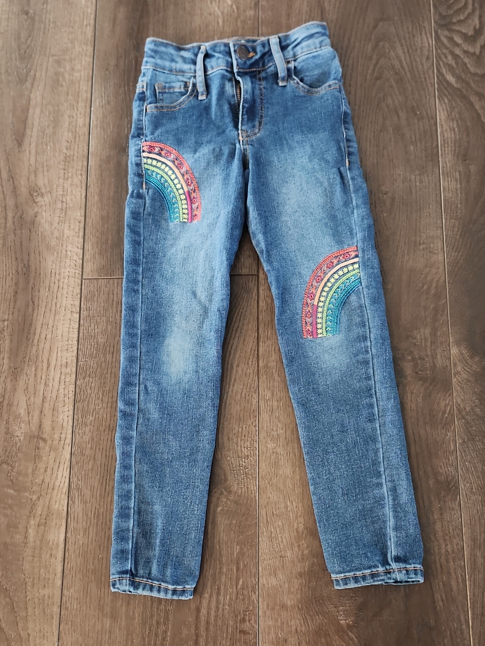 Cat & Jack Blue Skinny Jeans with Rainbow Patch Accents